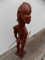 Beeld sculptuur teak hout groot xxl afrikaans krijger, Ophalen, Gebruikt