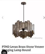 2x hanglamp PTMD Levan Brass Stone Veneer Hanging Lamp Round, Huis en Inrichting, Lampen | Hanglampen, Ophalen of Verzenden, Nieuw