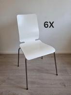 6 Witte eetkamerstoelen met metalen poten, Huis en Inrichting, Stoelen, Ophalen, Gebruikt, Wit, Vijf, Zes of meer stoelen