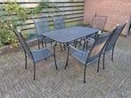 Een gietijzeren tuinset met 6 stoelen., Tuin en Terras, Ophalen, Overige materialen, Gebruikt, 6 zitplaatsen