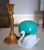 Messing kandelaar. Zenith Gouda vaas 428. Zwaan Biscuit., Antiek en Kunst, Ophalen of Verzenden
