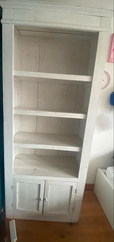 Witte houten kast met deuren en planken, Huis en Inrichting, Kasten | Boekenkasten, Gebruikt, 50 tot 100 cm, 150 tot 200 cm, 25 tot 50 cm