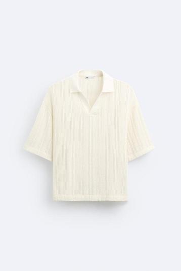 Heren Zara jacquard polo overhemd katoen shirt poloshirt M beschikbaar voor biedingen