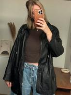 Vintage leren jas zwart – 100% leer – oversized XL, Ophalen of Verzenden, Gedragen, Maat 46/48 (XL) of groter, Zwart