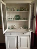 Vintage houten kastje, 2-delig, 2 lades, gebroken wit, Antiek en Kunst, Curiosa en Brocante, Ophalen