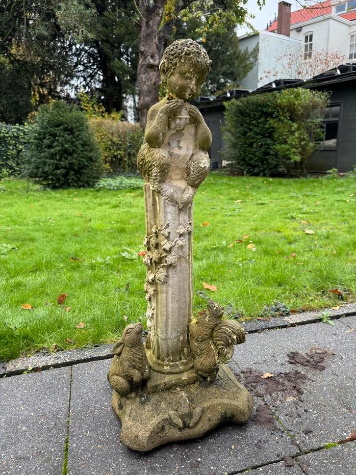 Oud Engelenbeeld met Dieren, Tuin en Terras, Tuinbeelden, Gebruikt, Engelenbeeld, Beton, Ophalen