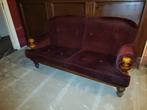 Bank en zitstoelen oud hollandse sfeer donkerrood fluweel, Ophalen, Gebruikt, 150 tot 200 cm, Tweepersoons