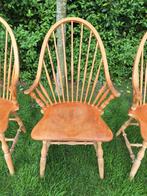 Windsor chairs, vintage spijlenstoelen, beuken, set van 4, Huis en Inrichting, Stoelen, Vier, Gebruikt, Ophalen of Verzenden, Engels Windsor Vintage brocante