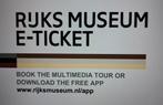 Rijksmuseum  21 juni, Eén persoon, Ticket of Toegangskaart