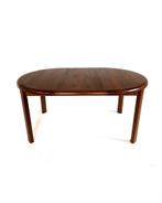 Vintage verlengbare Deense eettafel, Niels Bach ‘60, Huis en Inrichting, Tafels | Eettafels, 100 tot 150 cm, Vintage retro buisframe design rotan webbing papercord deens
