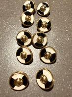 10 Vintage Designer Knopen - Goud, Zwart, Wit - 15mm, Ophalen of Verzenden, Gebruikt, Knoop of Knopen