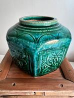 Vintage Shiwan Gemberpot Turquoise Zeskant Flora 19e eeuw, Antiek en Kunst, Antiek | Keramiek en Aardewerk, Ophalen of Verzenden