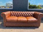Stoere Chesterfield bank vintage bruin GRATIS BEZORGD, Gebruikt, 125 cm of meer, Leer, Ophalen of Verzenden