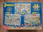 Jan van Haasteren, 2 puzzels in 1 doos (met poster!), Ophalen of Verzenden, 500 t/m 1500 stukjes, Gebruikt, Legpuzzel