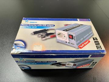 HQ Omvormer 12VDC/230V/300W met USB output beschikbaar voor biedingen