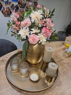 Dienblad met kaarsen en vaas met bloemen, Huis en Inrichting, Ophalen of Verzenden, Zo goed als nieuw, Rond, Hout