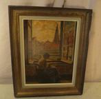 Mooi Geschilderd werk 'Vrouw bij het raam' - 41x34, Antiek en Kunst, Ophalen of Verzenden