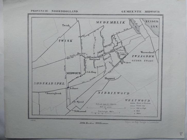 24 / Midwoud Wervershoof Hauwert Oostwoud Twisk J. Kuyper, Antiek en Kunst, Kunst | Litho's en Zeefdrukken, Ophalen of Verzenden