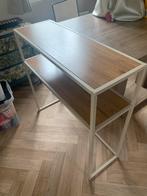 Mooie sidetable / haltafel wandrek creme met eiken, Ophalen, 50 tot 100 cm, Zo goed als nieuw, Metaal