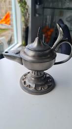 Antique pewter oil lamp, Ophalen of Verzenden