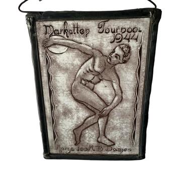 Art Deco glas in lood sportprijs 100 m B dames. 1944. beschikbaar voor biedingen