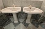 2 Wastafels met zuil, incl kranen (prijs=2stuks), sink,basin, Ophalen, Overige typen, Zo goed als nieuw, Minder dan 100 cm
