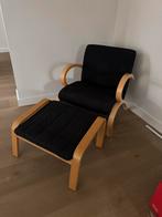 IKEA vintage Fauteuil + Voetenbank & 2-Zits Bank vintage, Huis en Inrichting, Fauteuils, Ophalen, Zo goed als nieuw, Stof, 75 tot 100 cm