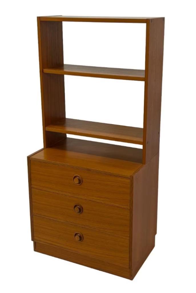 Vintage Wandkast Scandinavisch Teak Kastje Lades 1960 Design, Huis en Inrichting, Kasten | Boekenkasten, Gebruikt, 50 tot 100 cm