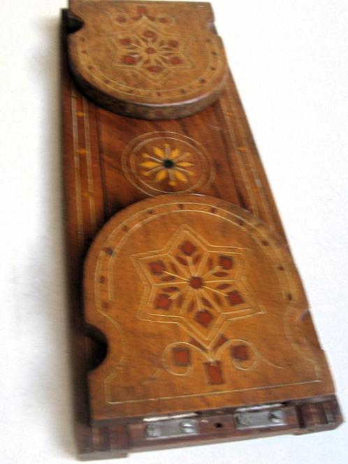 Antieke uitschuifbare boekensteunen, ingelegde mahonie, Antiek en Kunst, Antiek | Woonaccessoires, Ophalen of Verzenden