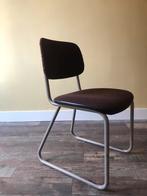 Industriële stoel met stoffen bekleding, Huis en Inrichting, Stoelen, Ophalen, Gebruikt, Bruin, Metaal
