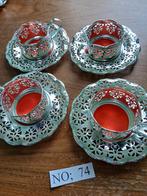 Verzilverde Glazen met Houders - 6 Stuks, Ophalen of Verzenden