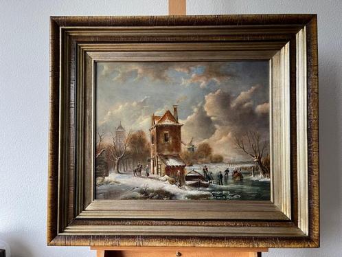 Hans Habraken, ingelijst klassiek wintergezicht, Antiek en Kunst, Kunst | Schilderijen | Klassiek, Ophalen