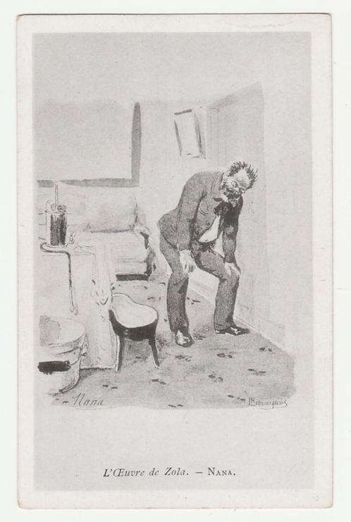 Uit de roman Nana van Emile Zola.  Auteurs.  Illustrateurs., Verzamelen, Ansichtkaarten | Themakaarten, Ongelopen, Voor 1920, Overige thema's