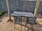 Metalen tuinset tafel en 4 stoelen, Overige materialen, Gebruikt, Ophalen