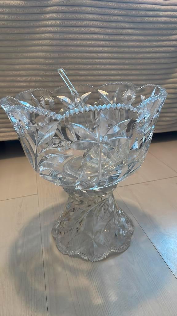 Kristallen Punch Bowl met Opscheplepel, Antiek en Kunst, Antiek | Glas en Kristal, Ophalen