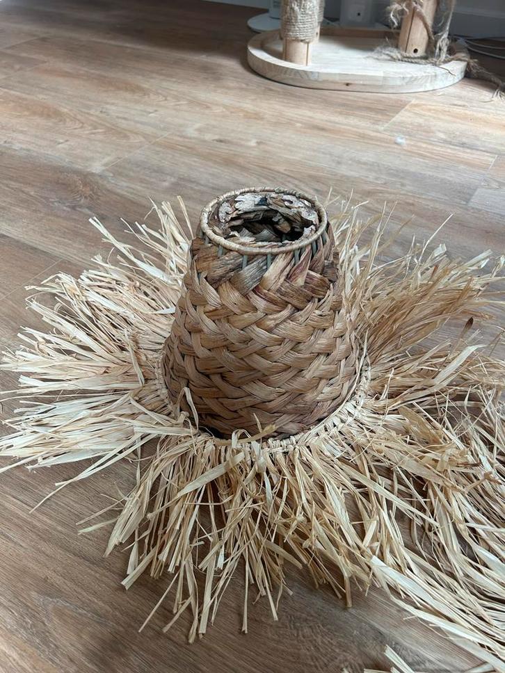 Stro Lampenkap - Uniek Design, Huis en Inrichting, Lampen | Lampenkappen, Gebruikt, Minder dan 25 cm, Overige vormen, Beige, Ophalen of Verzenden