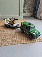 Bruder Landrover + aanhangwagen + kraantje, Ophalen of Verzenden, Gebruikt, Tractor of Landbouw, Overige merken