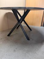 Ronde industriële betonlook eetkamertafel, Ophalen, Kunststof, 100 tot 150 cm, .