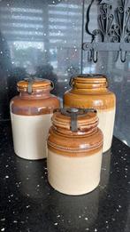 3 Oude Voorraadpotten, Antiek en Kunst, Curiosa en Brocante, Ophalen of Verzenden