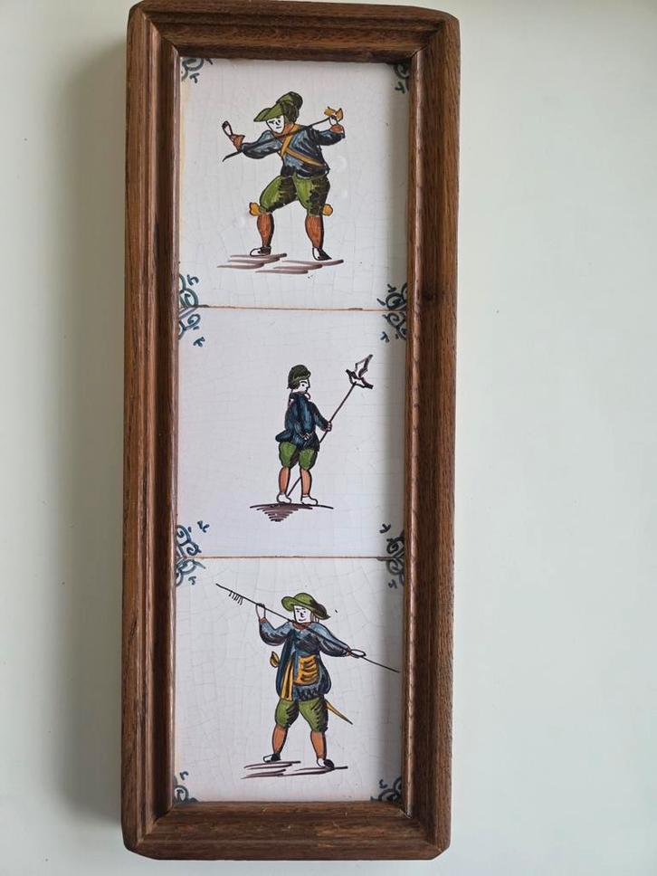 Harlinger Wandtegels in Houten Lijst, Antiek en Kunst, Antiek | Wandborden en Tegels, Ophalen of Verzenden