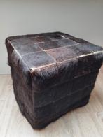 Koeienhuid lapjes poef Bruin 40x40cm, Minder dan 50 cm, Verzenden, Vierkant, Minder dan 50 cm