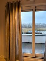 Gordijnen - bruin inclusief roede, Gebruikt, 100 tot 150 cm, Ophalen of Verzenden, Grijs