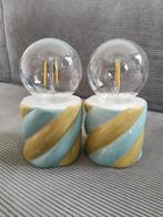 Tafellampjes swirl groen-blauw Kwantum zgan, Huis en Inrichting, Lampen | Tafellampen, Ophalen, Minder dan 50 cm, Swirl, Glas