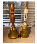 2 x Brocante koperen hand-tafel bel, 22 cm, prijs per stuk, Antiek en Kunst, Curiosa en Brocante, Ophalen of Verzenden