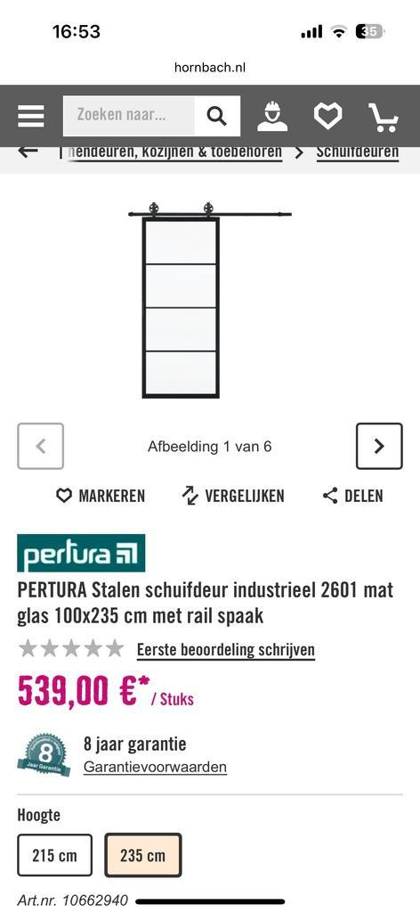 PERTURA Stalen Schuifdeur Industrieel - 2 stuks, Doe-het-zelf en Verbouw, Deuren en Horren, Zo goed als nieuw, Binnendeur, 215 cm of meer