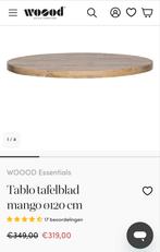 Mango Houten Tafelblad - Limewash Finish Woood, Huis en Inrichting, Tafels | Eettafels, Ophalen, Rond, Zo goed als nieuw, 100 tot 150 cm