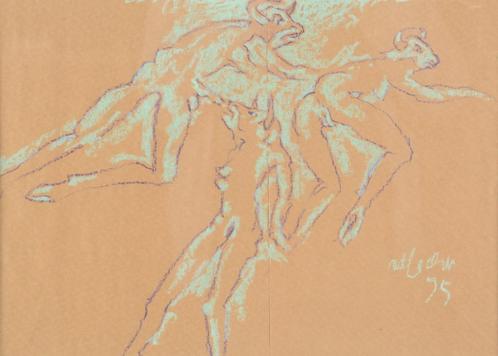 +Klaus J v/d Locht(1942)Krijttekening"Spelende Mino" Ges Ged, Antiek en Kunst, Kunst | Schilderijen | Modern, Ophalen of Verzenden