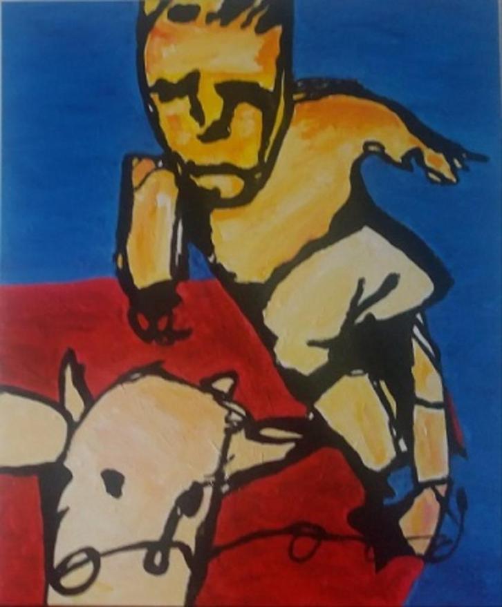 Groot canvas Herman Brood stijl, Antiek en Kunst, Kunst | Schilderijen | Modern, Ophalen of Verzenden