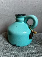 Turquoise vaasje met handvat kruik turkoois, Huis en Inrichting, Blauw, Aardewerk of Porselein, Ophalen of Verzenden, Zo goed als nieuw
