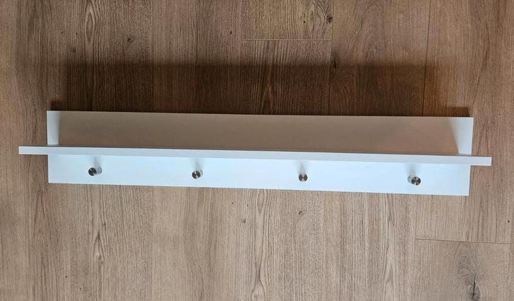 Wandplank met kapstokhaken - Wit - als nieuw, Huis en Inrichting, Woonaccessoires | Kapstokken, Zo goed als nieuw, Wandkapstok